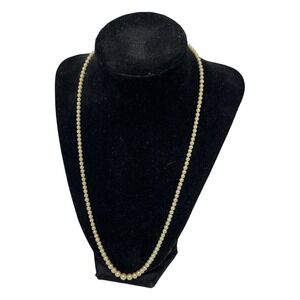 18k White Gold Vintage Diamond Graduated Cultured Pearl Necklace 22"